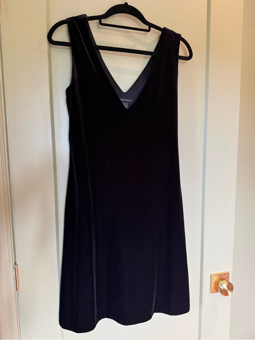 Moda International Black Velvet V-Neck Mini Dress